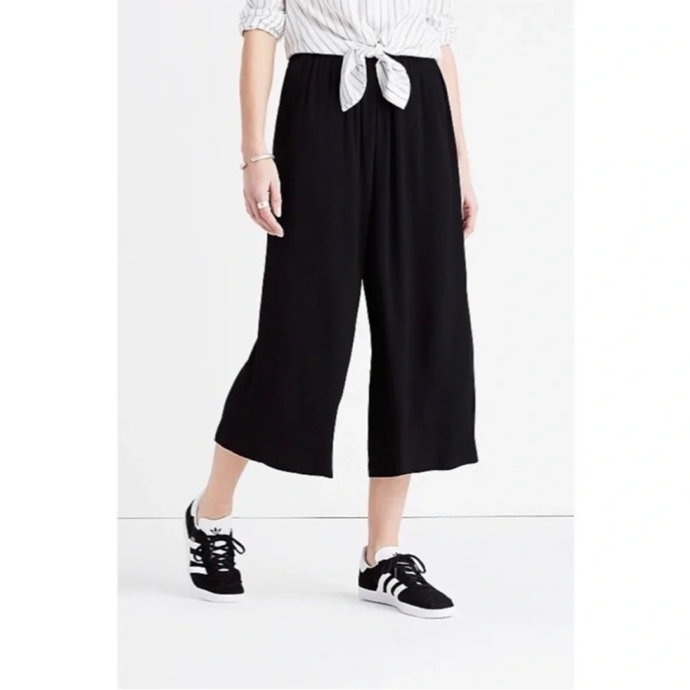 Madewell Huston Pull On Crop Wide Leg High Rise Black Pants Small